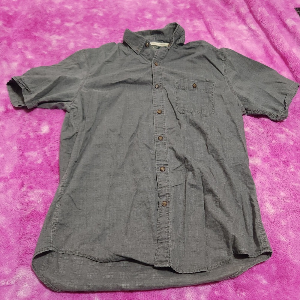G.H.‎ Bass & Co Shirt Men's Medium Gray Short Sleeve Button Front Casual